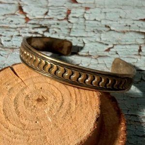 Vintage Navajo Designer DARIN BILL 1/20 12kGF & Sterling Cuff Bracelet